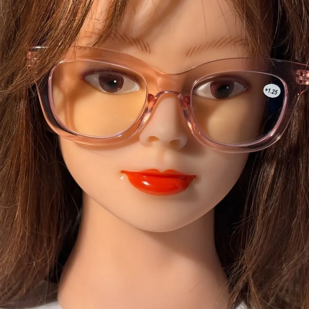 1563 Mona Reading Glasses 1.25 Pink Taupe Readers Rounded Square Frame NWT